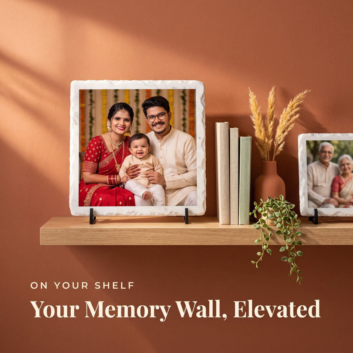 Personalised Marble Photo Frame with Stand – 18 × 18 cm