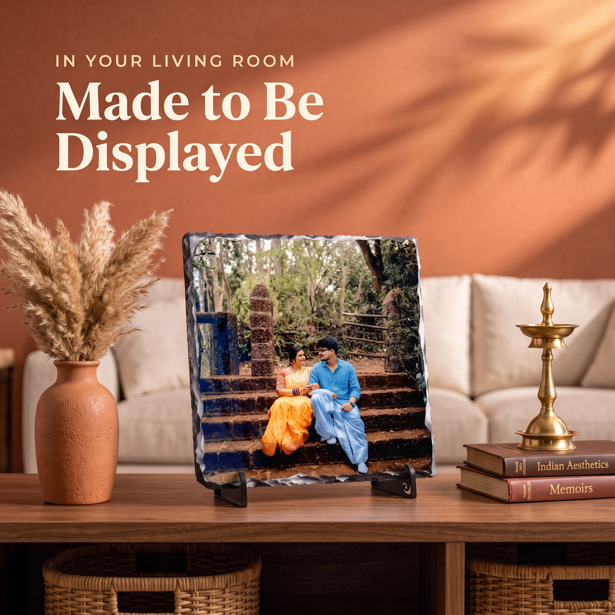 Personalised Marble Photo Frame with Stand – 18 × 18 cm