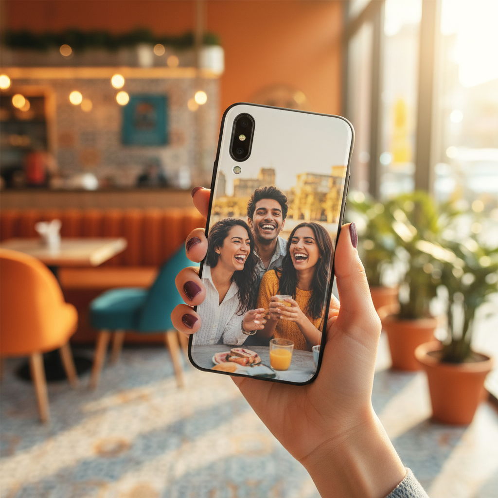 Personalised photo phone case held in hand - Kase Culture