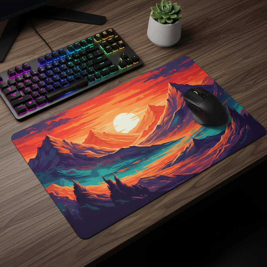 Customised art print mouse pad on gaming desk - Kase Culture