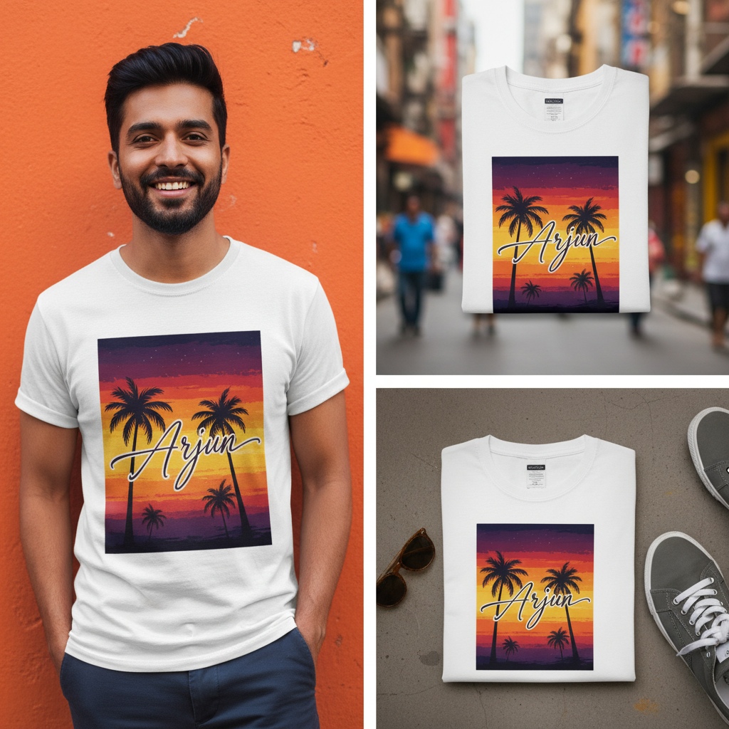 Customised printed T-shirt worn by model - Kase Culture